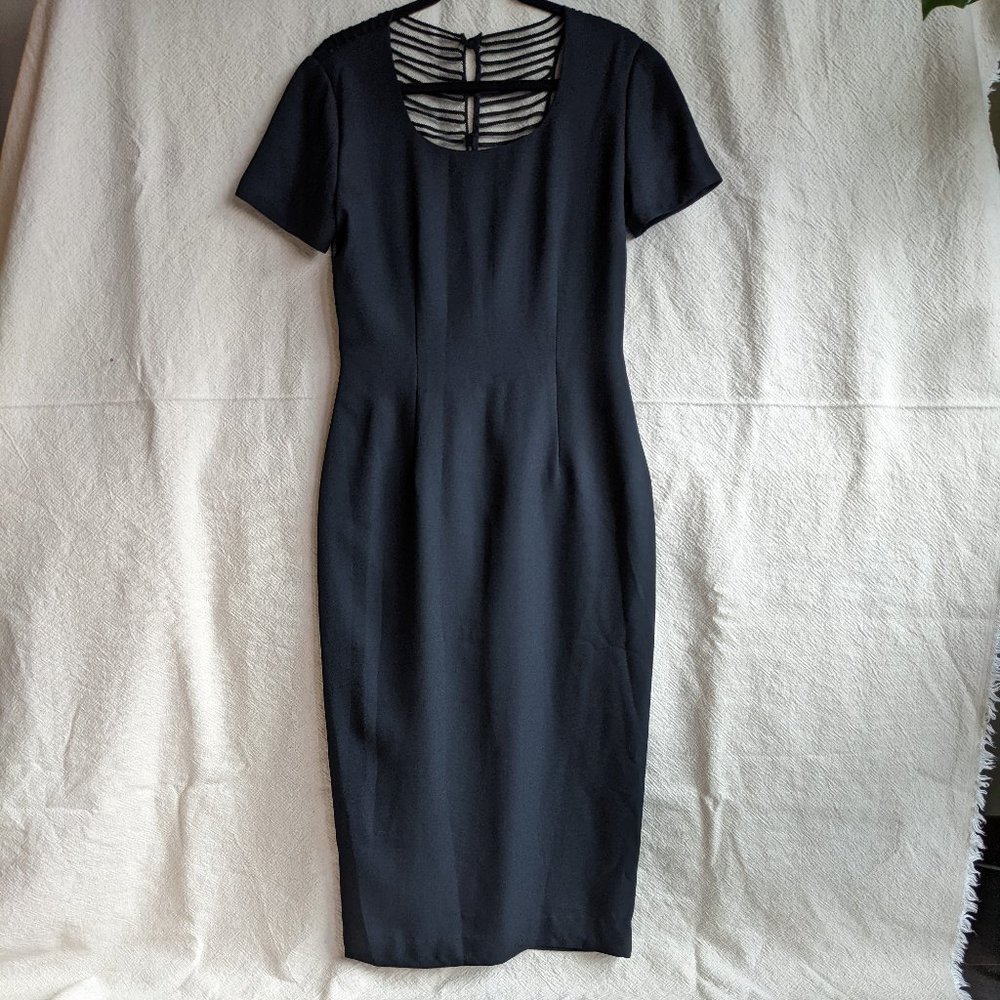 Embroidered Back Elegant Crepe Midi Dress